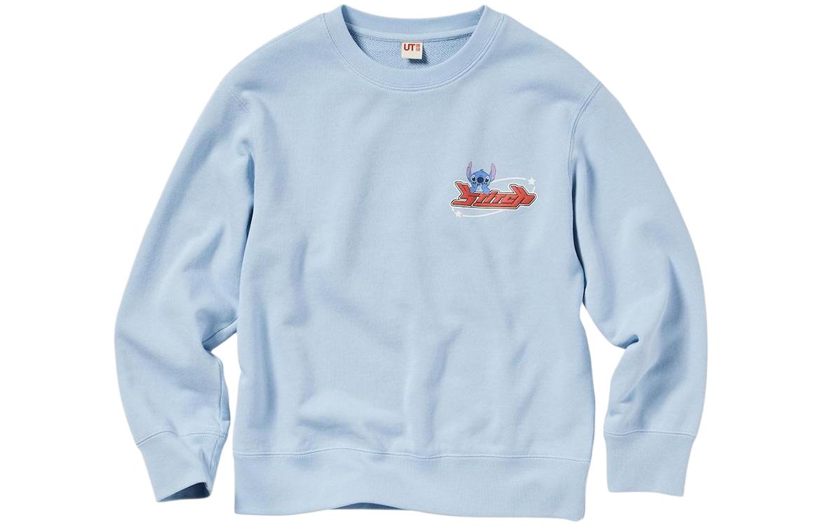 UNIQLO Uniqlo, Disney, blue children's sweatshirt with a round collar, print, with your logo imprint