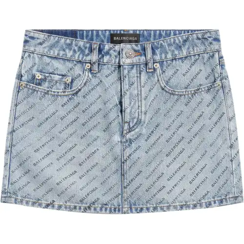 Balenciaga SS24 Denim Short Skirts Regular Fit Women's Light Blue