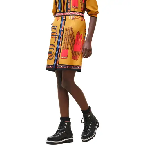 HERMES Casual Short Skirts Women's Yellow
