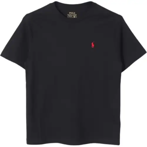 Polo Ralph Lauren T-shirt, black children's pony with a round collar, with embroidery