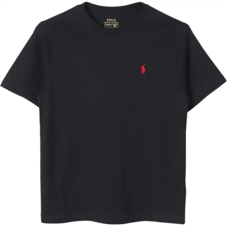 Polo Ralph Lauren T-shirt, black children's pony with a round collar, with embroidery