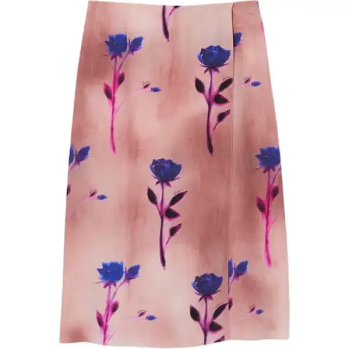 GUCCI Flora Print Crepe De Chine Skirt Casual Long Skirt Women's Pink