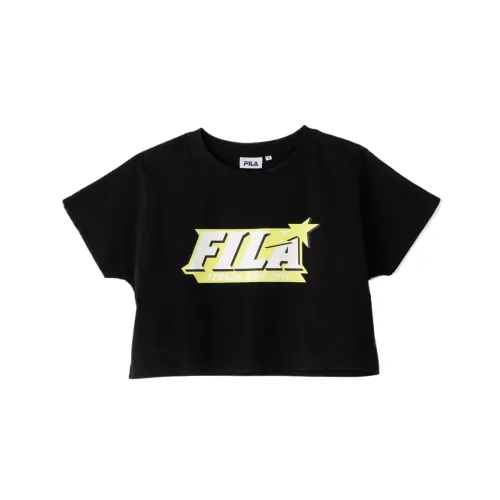 FILA T Shirts Unisex Black Crew Neck Moderate