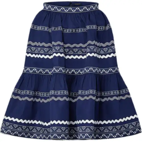 LOUIS VUITTON Graphic Trim Tiered Midi Skirt
