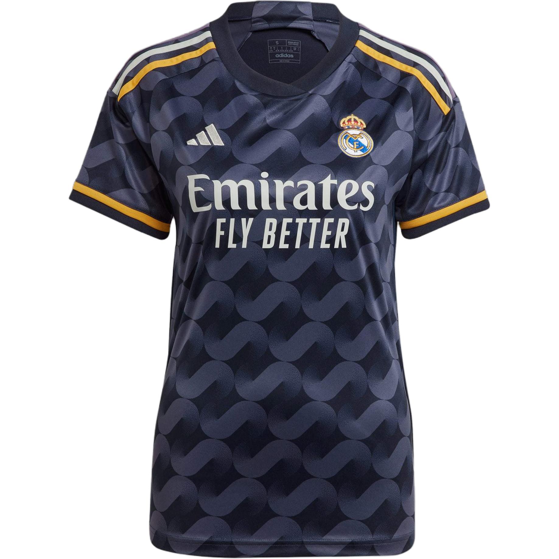 Adidas Real Madrid 23/24 Away Jersey patterned round neck short-sleeved football jersey 23-24 season Real Madrid away women's dark blue