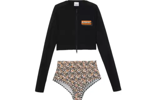 Burberry Two Piece Swimsuits Women's Black Triangle Two Piece Swimsuit