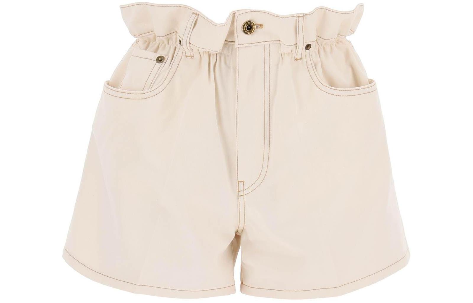 MIU MIU Paperbag-waist Denim Shorts