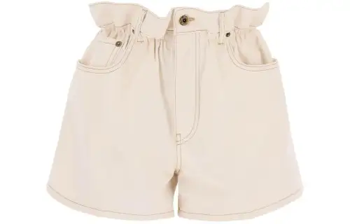 MIU MIU Paperbag-waist Denim Shorts