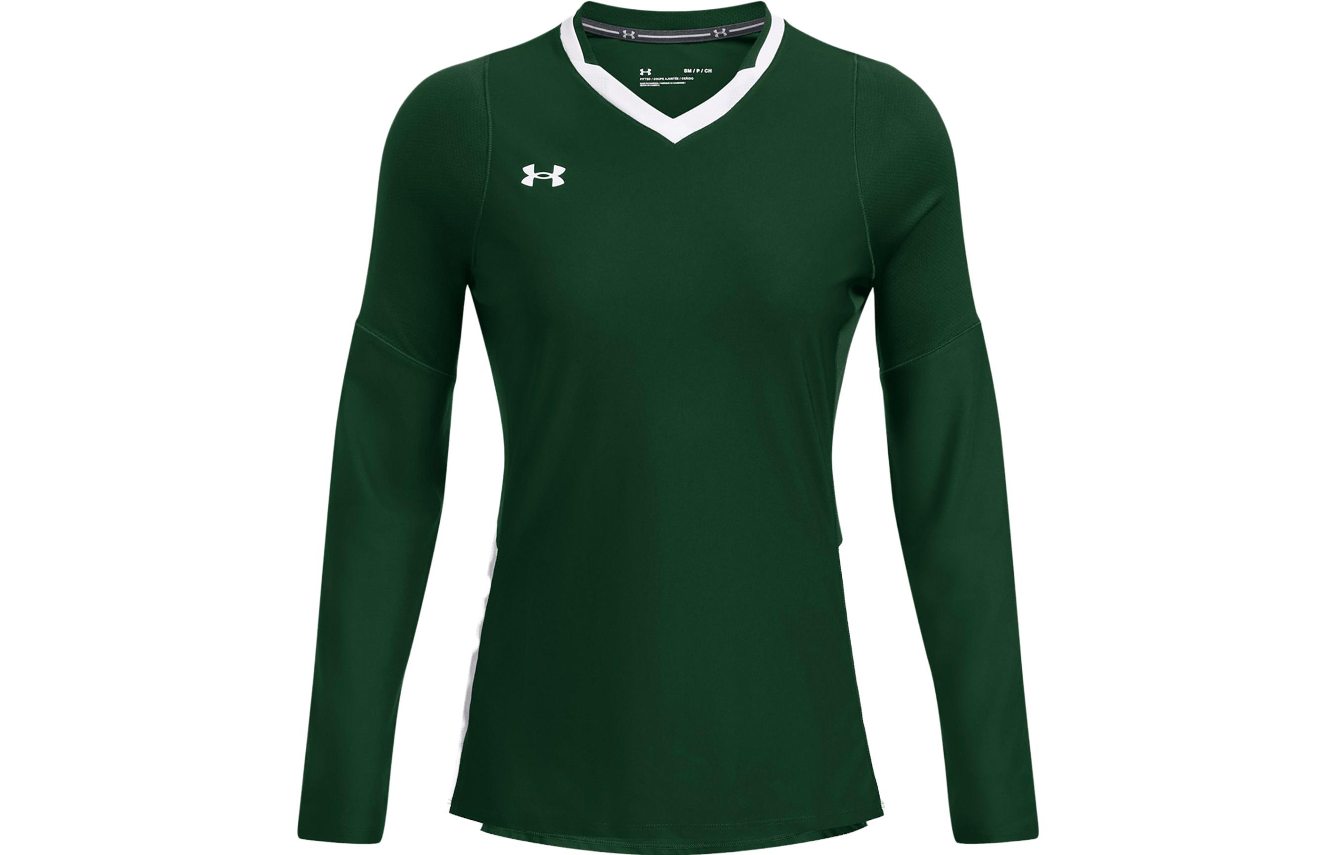Under Armour Powerhouse 2.0 contrasting color stitching V-neck sweat-absorbent long-sleeved volleyball uniform for women, green