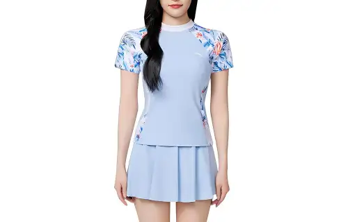 Anta Two Piece Swimsuit Women's Light Coral Blue/Coral Blue/Pure White