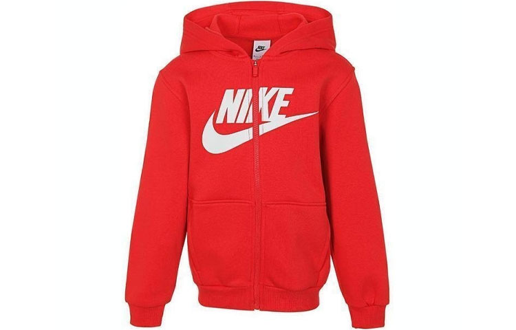 Детское худи Nike Club Flc Hd Fz Ls Hbr (красное)