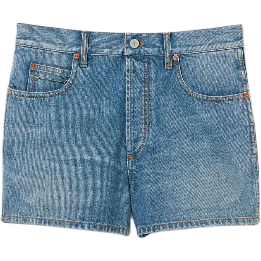 GUCCI Gucci, denim skirt with zipper, blue shorts, with your logo imprint, loose straight fit