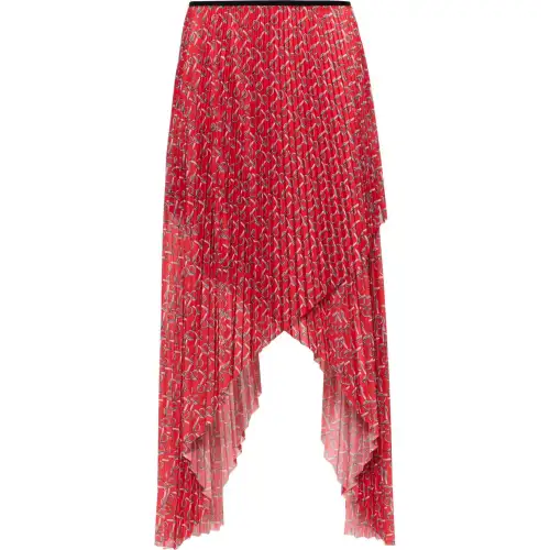 Burberry Pleated Midi Skirt 'Silver/Red'