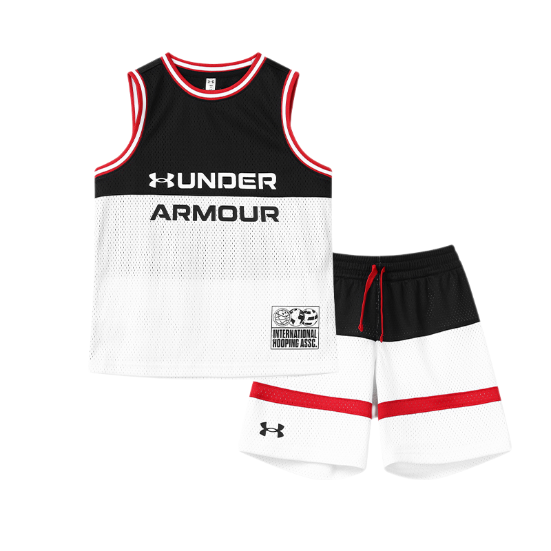 Under Armour Breathable quick dry sports suit for training, base fashionable universal basketball children's vest with a round collar with letters, with short sleeve, absorbs sweat and smell, simple and elegant design, with your logo imprint