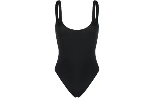 OFF WHITE Women's Zip Costume Swimsuit Black/White