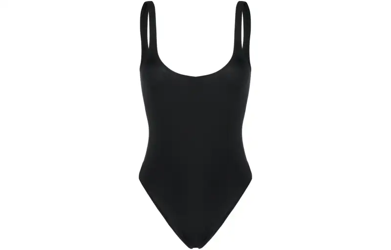 OFF WHITE Women's Zip Costume Swimsuit Black/White