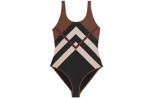 Burberry Chevron Checked Stretched Swimsuit
