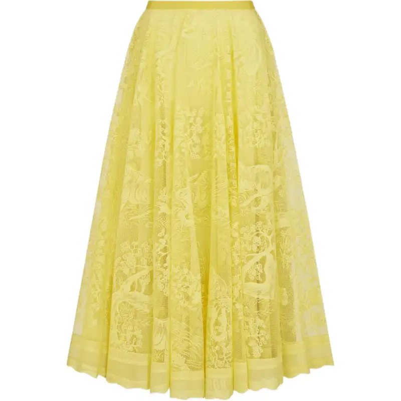 DIOR SS24 Casual Long Skirt Women's Lemon Yellow