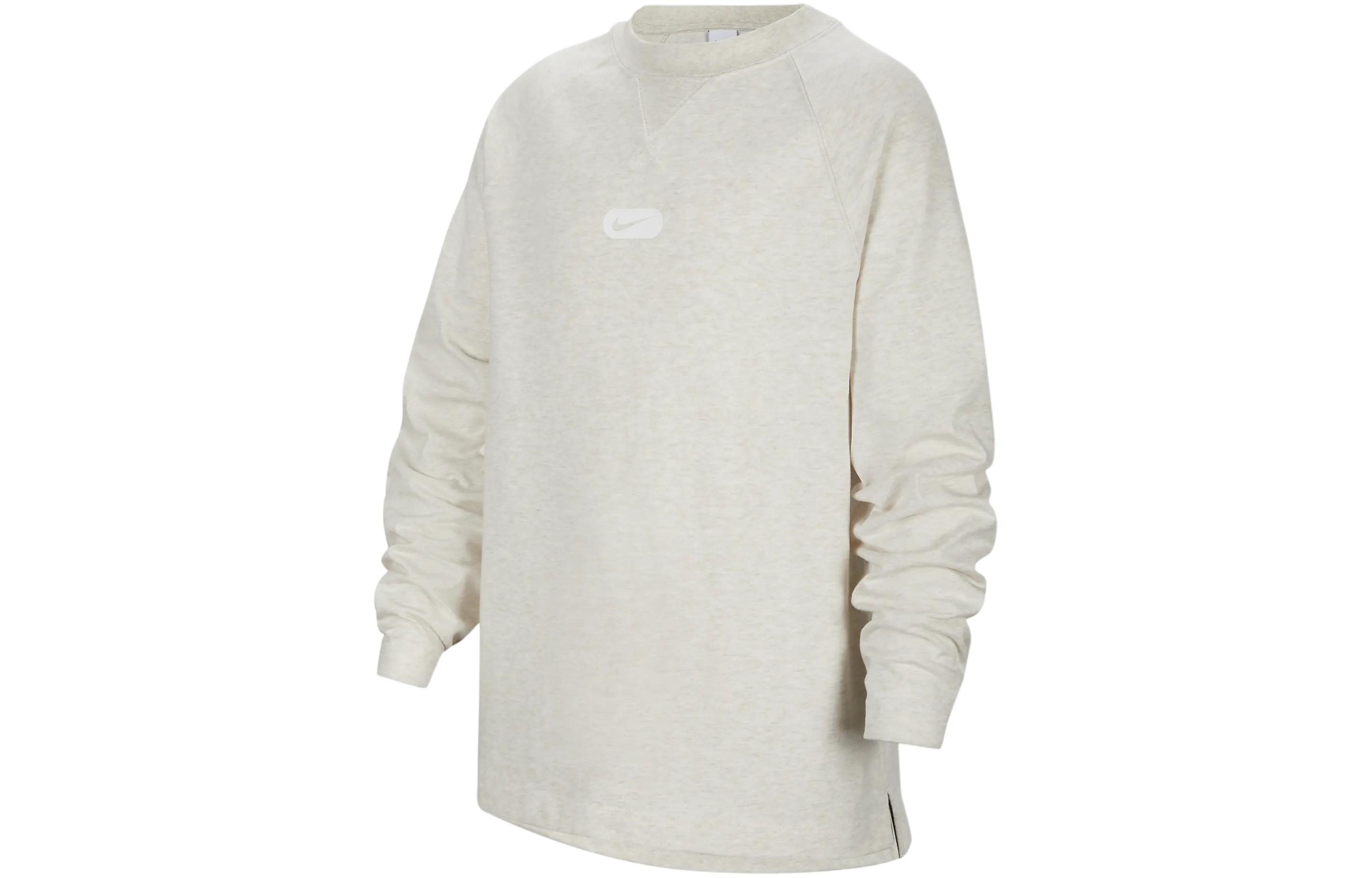 Nike Dri-FIT Athletics solid color round neck quick-drying casual long-sleeved T-shirt children's light mahogany brown