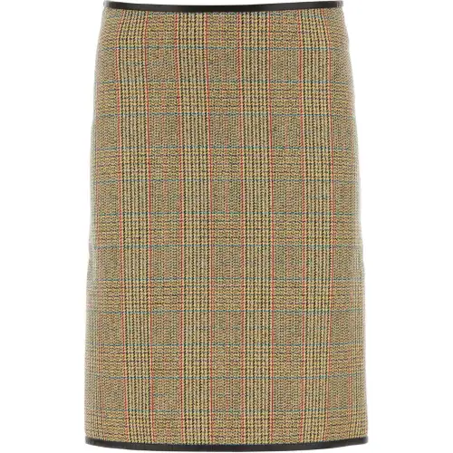 Bottega Veneta Check Patterned Side Slit Skirt