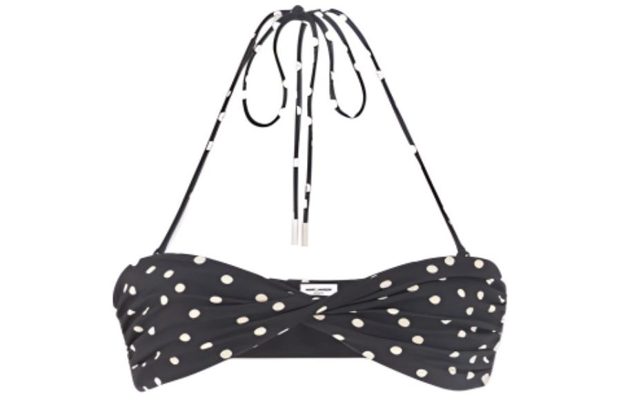 SAINT LAURENT Dotted Bandeau Bikini Top