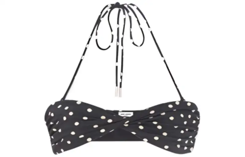 SAINT LAURENT Dotted Bandeau Bikini Top