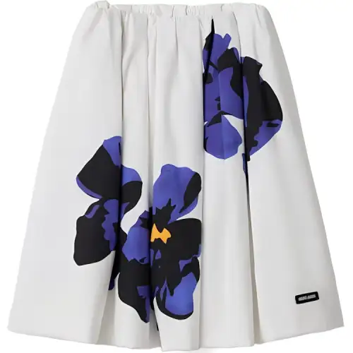 MIU MIU Poplin And Jersey Printed Skirt 'White/Purple'