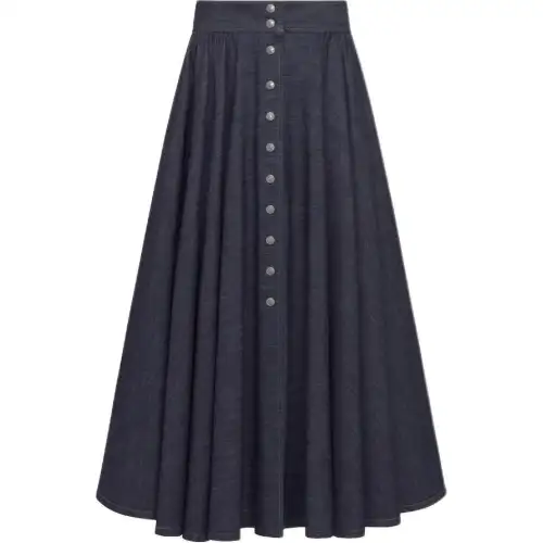 DIOR Gonna Midi Con Bottoni A Pressione Casual Long Skirt Women's Dark Blue