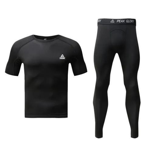 Sports breathable quick dry basketball trousers for badminton for yoga, black set for men and women, with short sleeve, for running