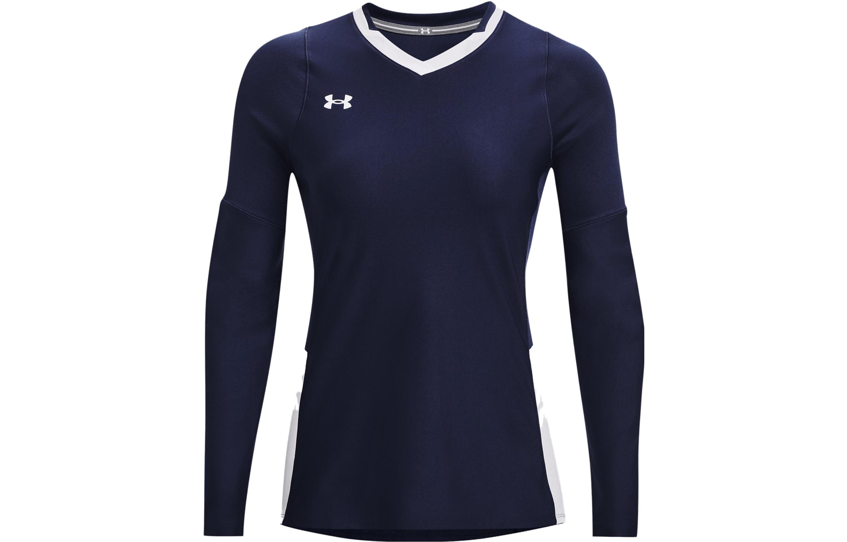 Under Armour Powerhouse 2.0 contrasting color stitching V-neck sweat-absorbent long-sleeved volleyball uniform for women, navy blue