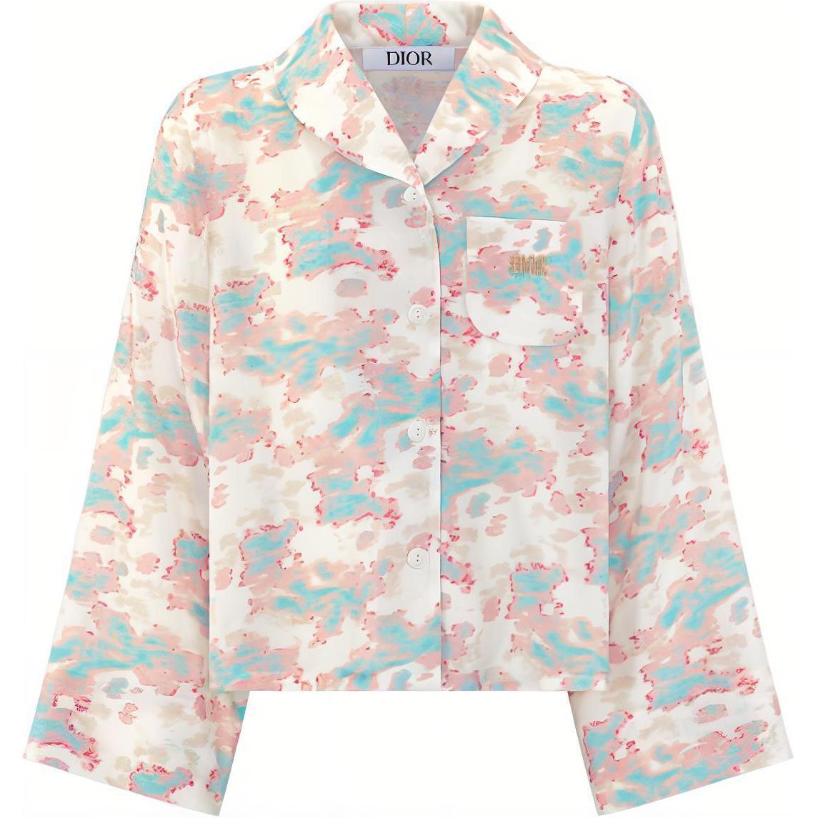 DIOR Dior SS23 children's clothing floral all-over loose lapel single-breasted long-sleeved shirt spring and autumn children's pink
