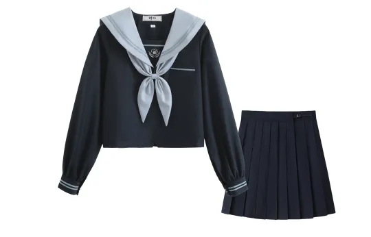 SHENBEI JK Uniforms Women's Navy Collar Moderate Short Pleated Skirt