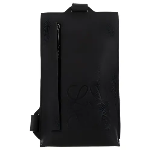 LOEWE Zip Closure Cow Leather Handbag Regular Men's Black