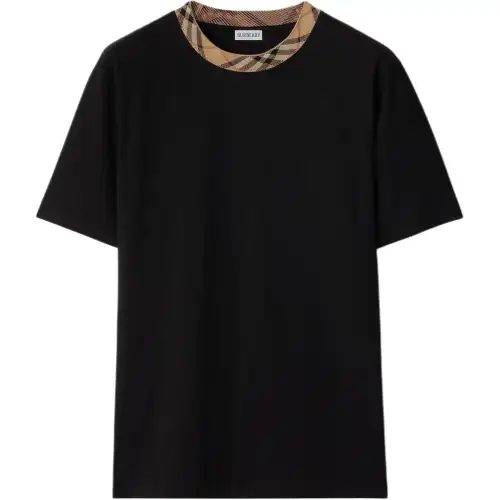 Burberry Check-Trim Crewneck T-Shirt