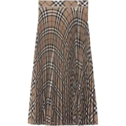 Burberry Checked Pleated Midi Skirt
