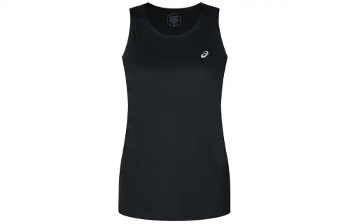 Asics, comfortable black T-shirt with a round collar, with your logo imprint