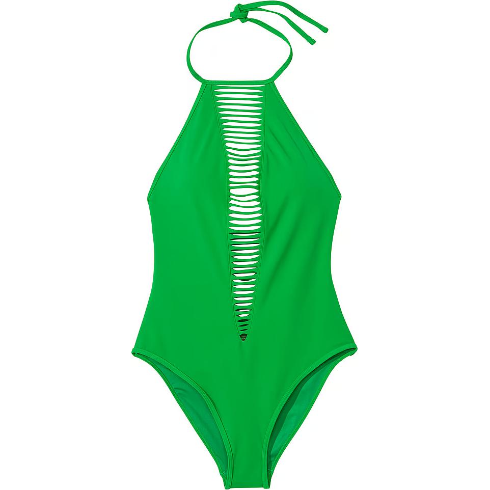 Victoria's Secret PINK Archives SwimStrappy High Neck One Piece Swimsuit/IJ One piece Swimsuit Women's Green