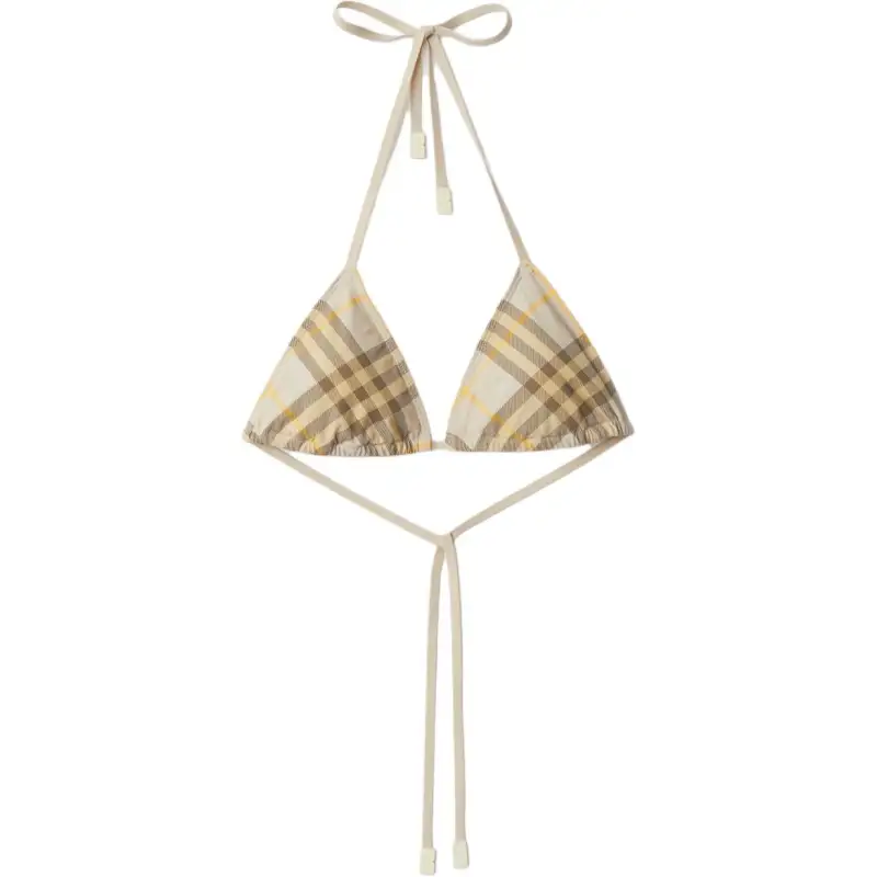 Burberry Check-Printed Halterneck Bikini Top
