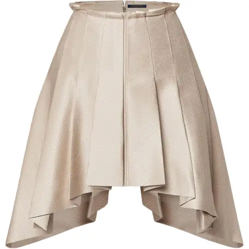 Lv Asymmetrical Box Pleat Twill Skirt