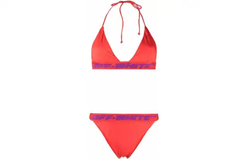 OFF-WHITE logo-band bikini set