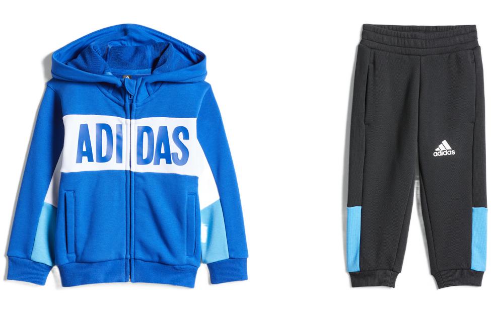 Adidas, sports suit, blue black children's long-sleeve with letters with zipper, children's clothing
