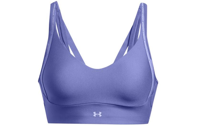 Under Armour Infinity 2.0 Solid Color Small Logo Low Intensity Training Sports Bra Women's Carbon Blue