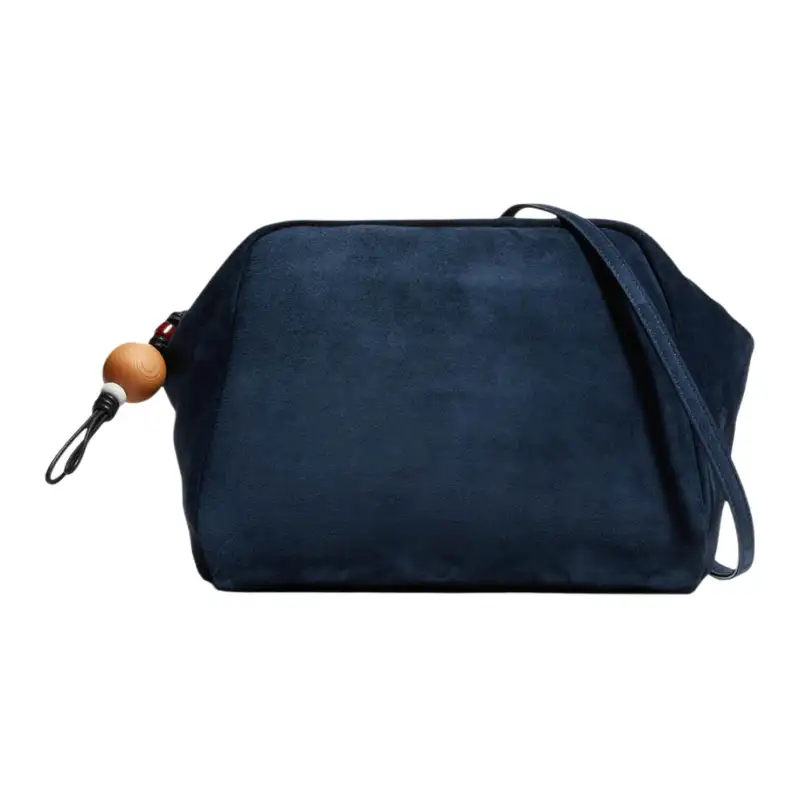 Loro Piana Suede Clutch Large Women's Marine Blue