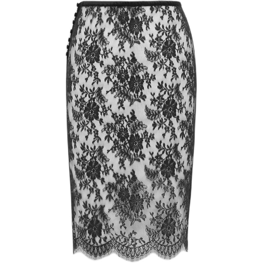 SAINT LAURENT Wrap Lace Detailed Pencil Skirt