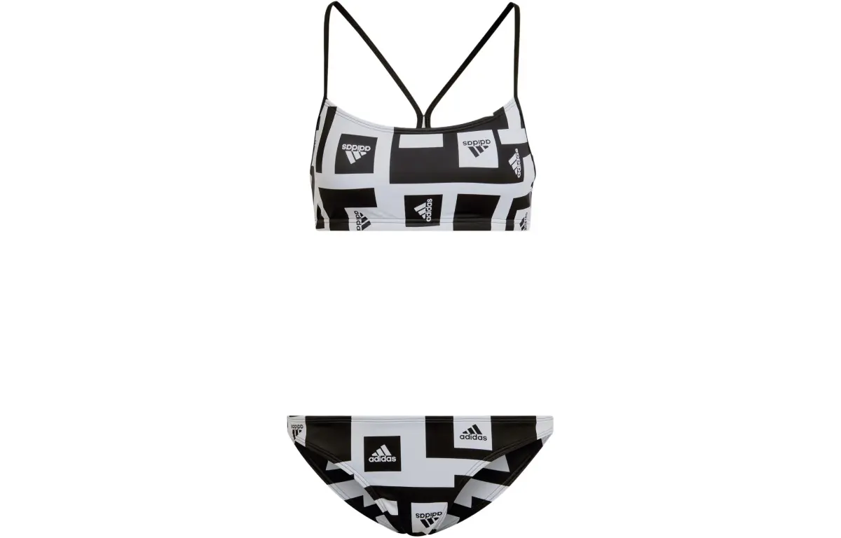 Adidas LOGO GRAPHIC BIKINI Two Piece Swimsuit Women's White/Black
