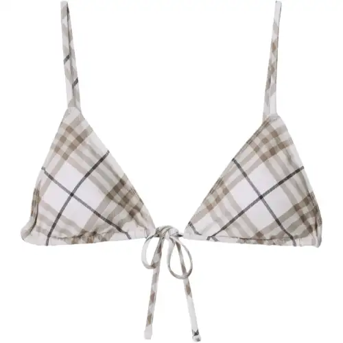 Burberry Checkered Front Tied Bikini Top