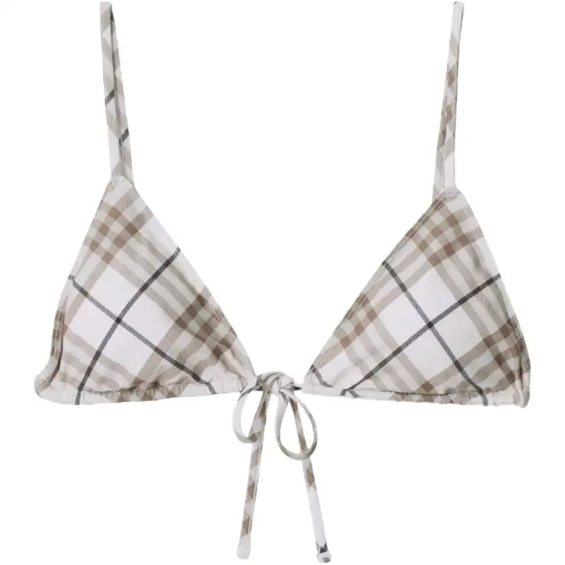 Burberry Checkered Front Tied Bikini Top