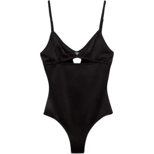 Prada triangle-logo cut-out swimsuit