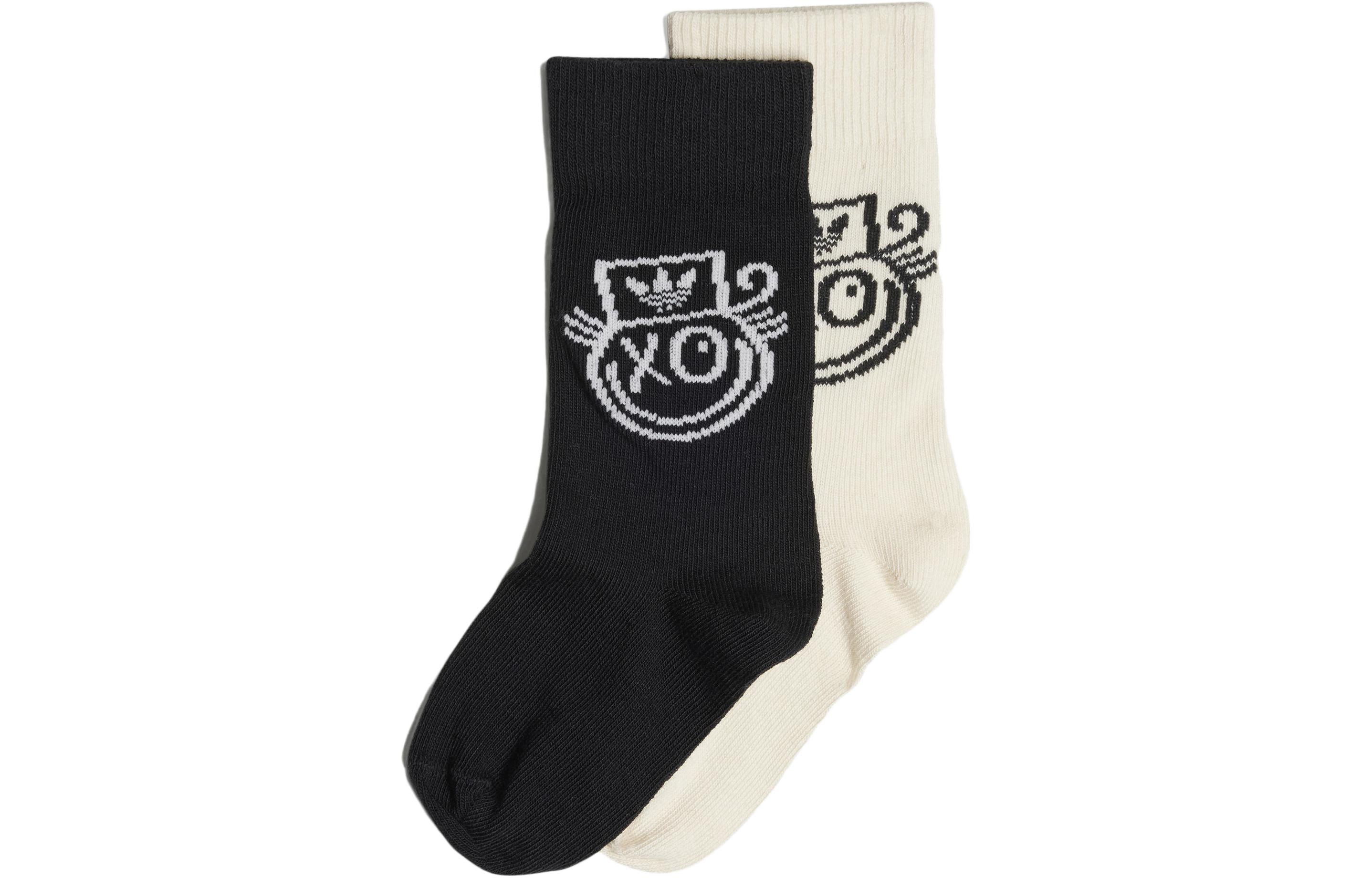 Adidas originals clover pattern intarsia mid-calf short socks for boys and girls 2 pairs