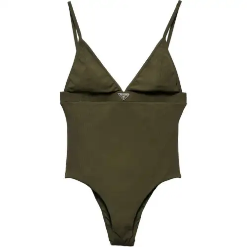 PRADA Logo-triangle Fine-ribbed Swimsuit